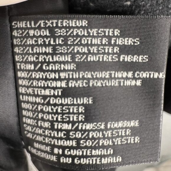 Via Spiga Women 16W Black Wool Blend Faux Fur Collar Asymmetrical Coat Old Money - Picture 15 of 16